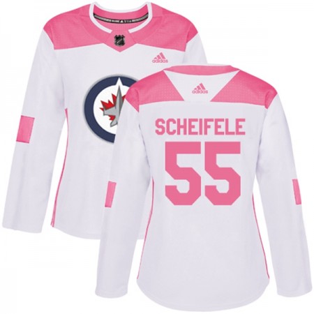 Nainen NHL Winnipeg Jets Pelipaita Mark Scheifele 55 Adidas 2017-2018 Valkoinen Vaaleanpunainen Fashion Authentic